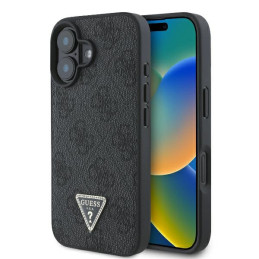Etui Guess Leather 4G Triangle Strass do iPhone 16 Plus, czarne