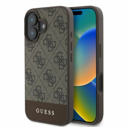Etui Guess 4G Bottom Stripe do iPhone 16, brązowy/brown