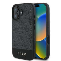 Etui Guess 4G Bottom Stripe do iPhone 16, szary/grey