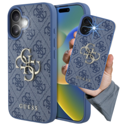 Etui Guess 4G Big Logo do iPhone 16, niebieskie