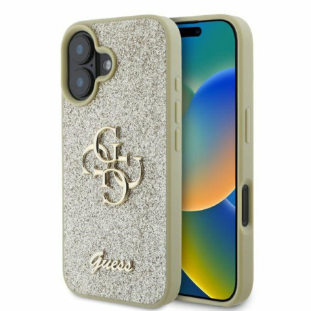 Etui Guess Fixed Glitter Big 4G do iPhone 16, złote
