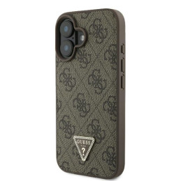 Etui Guess Leather 4G Triangle Strass do iPhone 16, brązowy/brown