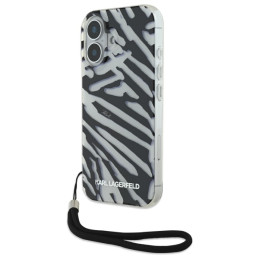 Etui Karl Lagerfeld IML Zebra Pattern & Cord do iPhone 16, czarne