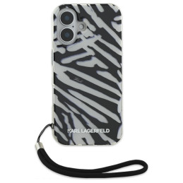 Etui Karl Lagerfeld IML Zebra Pattern & Cord do iPhone 16, czarne