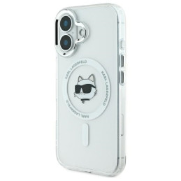 Etui Karl Lagerfeld IML Metal Choupette Head MagSafe do iPhone 16, biały/white