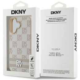 Etui DKNY Checkered Pattern & Printed Stripes do iPhone 16, różowy/pink