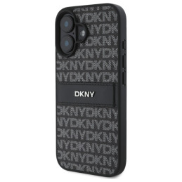 Etui DKNY Texture Pattern Tonal Stripe do iPhone 16, czarne