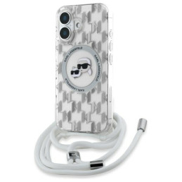 Etui Karl Lagerfeld IML Crossbody Monogram Karl & Choupette Head MagSafe do iPhone 16, transparent