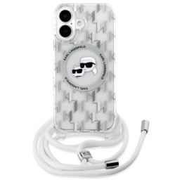 Etui Karl Lagerfeld IML Crossbody Monogram Karl & Choupette Head MagSafe do iPhone 16, transparent