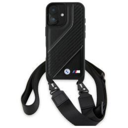 Etui BMW M Edition Carbon Stripe & Strap do iPhone 16, czarne