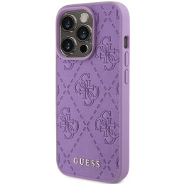 Etui Guess Leather 4G Stamped do iPhone 15 Pro, fioletowy/light purple