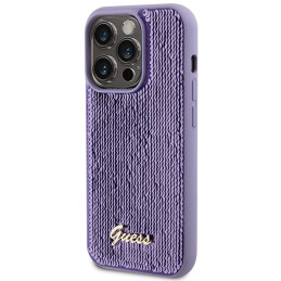 Etui Guess Sequin Script Metal do iPhone 15 Pro, fioletowy/purple