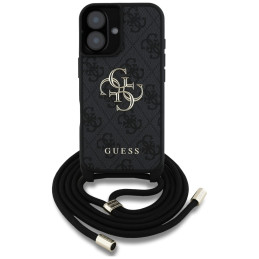 Etui Guess 4G Big Logo Cord Stap Crossbody do iPhone 16, czarny