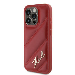Etui Karl Lagerfeld Diagonal Quilted Script do iPhone 15 Pro, czerwone