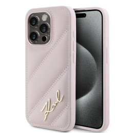 Etui Karl Lagerfeld Diagonal Quilted Script do iPhone 15 Pro, różowy/pink