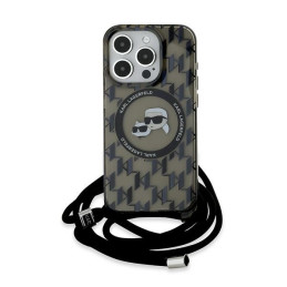 Etui Karl Lagerfeld IML Crossbody Monogram Karl & Choupette Head MagSafe do iPhone 15 Pro, czarne