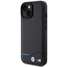 Etui BMW Leather Carbon do iPhone 15, czarne