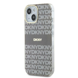 Etui DKNY IML Mono & Stripe MagSafe do iPhone 15, beżowy/beige