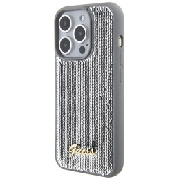 Etui Guess Sequin Script Metal do iPhone 15 Pro, srebrny/silver