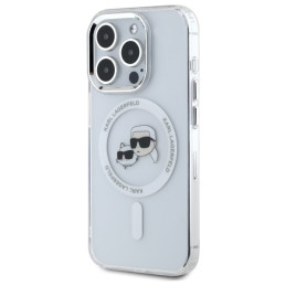 Etui Karl Lagerfeld IML Metal Karl&Choupette Head MagSafe do iPhone 15 Pro, biały/white