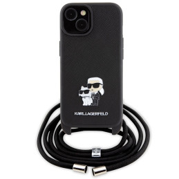Etui Karl Lagerfeld Crossbody Saffiano Metal Pin Karl & Choupette do  iPhone 15, czarne