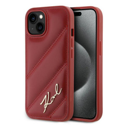 Etui Karl Lagerfeld Diagonal Quilted Script do iPhone 15, czerwone