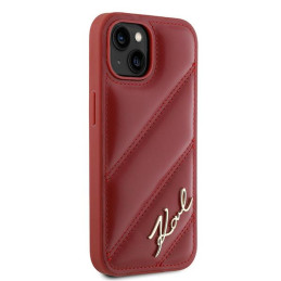 Etui Karl Lagerfeld Diagonal Quilted Script do iPhone 15, czerwone
