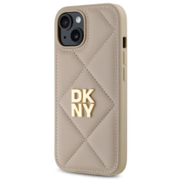 Etui DKNY Quilted Stack Logo do iPhone 15, beżowy/beige