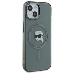 Etui Karl Lagerfeld IML Metal Karl Head MagSafe do iPhone 15, czarne