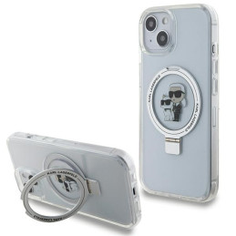 Etui Karl Lagerfeld Ring Stand Karl&Choupettte MagSafe do iPhone 15, biały/white