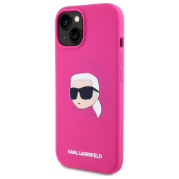 Etui Karl Lagerfeld Silicone Karl Head Print MagSafe do iPhone 15, fuksja/fuschia