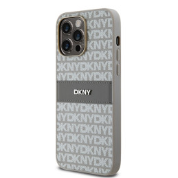 Etui DKNY Leather Mono Stripe & Metal Logo do iPhone 14 Pro Max, beżowe