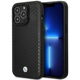 Etui BMW Leather Diamond Pattern MagSafe do iPhone 14 Pro Max, czarne
