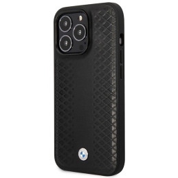 Etui BMW Leather Diamond Pattern MagSafe do iPhone 14 Pro Max, czarne