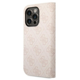 Etui z klapką Guess book 4G Vintage Gold Logo do iPhone 14 Pro Max, różowe