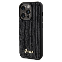 Etui Guess Sequin Script Metal do iPhone 14 Pro Max, czarne