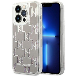 Etui Karl Lagerfeld Liquid Glitter Monogram do iPhone 14 Pro Max, srebrny/silver
