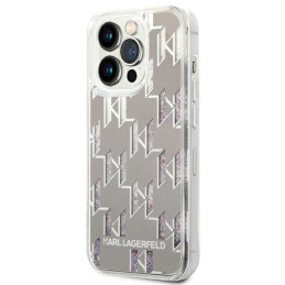 Etui Karl Lagerfeld Liquid Glitter Monogram do iPhone 14 Pro Max, srebrny/silver