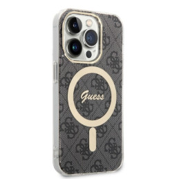 Zestaw Guess 4G Print MagSafe Etui + Ładowarka do iPhone 14 Pro Max, czarne