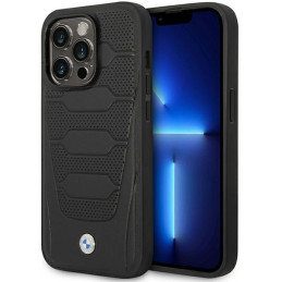 Etui BMW Leather Seats Pattern MagSafe do iPhone 14 Pro, czarne