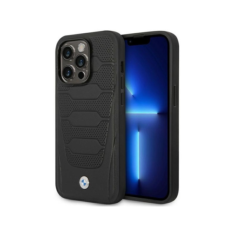 Etui BMW Leather Seats Pattern MagSafe do iPhone 14 Pro, czarne