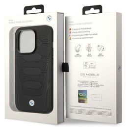 Etui BMW Leather Seats Pattern MagSafe do iPhone 14 Pro, czarne