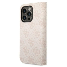 Etui z klapką Guess book 4G Vintage Gold Logo do iPhone 14 Pro, różowy/pink