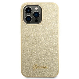 Etui Guess Glitter Script do iPhone 14 Pro, złote