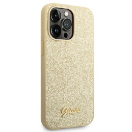 Etui Guess Glitter Script do iPhone 14 Pro, złote