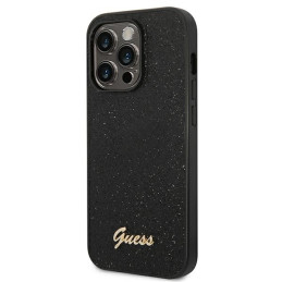 Etui Guess Glitter Script do iPhone 14 Pro, czarne