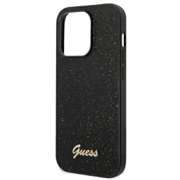 Etui Guess Glitter Script do iPhone 14 Pro, czarne