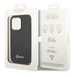 Etui Guess Glitter Script do iPhone 14 Pro, czarne