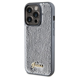 Etui Guess Sequin Script Metal do iPhone 14 Pro, srebrny/silver