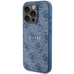 Etui Guess 4G Collection Leather Metal Logo MagSafe do iPhone 14 Pro, niebieskie